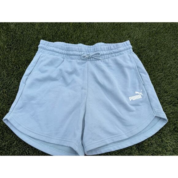 PUMA Pants - PUMA Women's Essentials High Waisted French Terry 5" Shorts (L) Light Blue